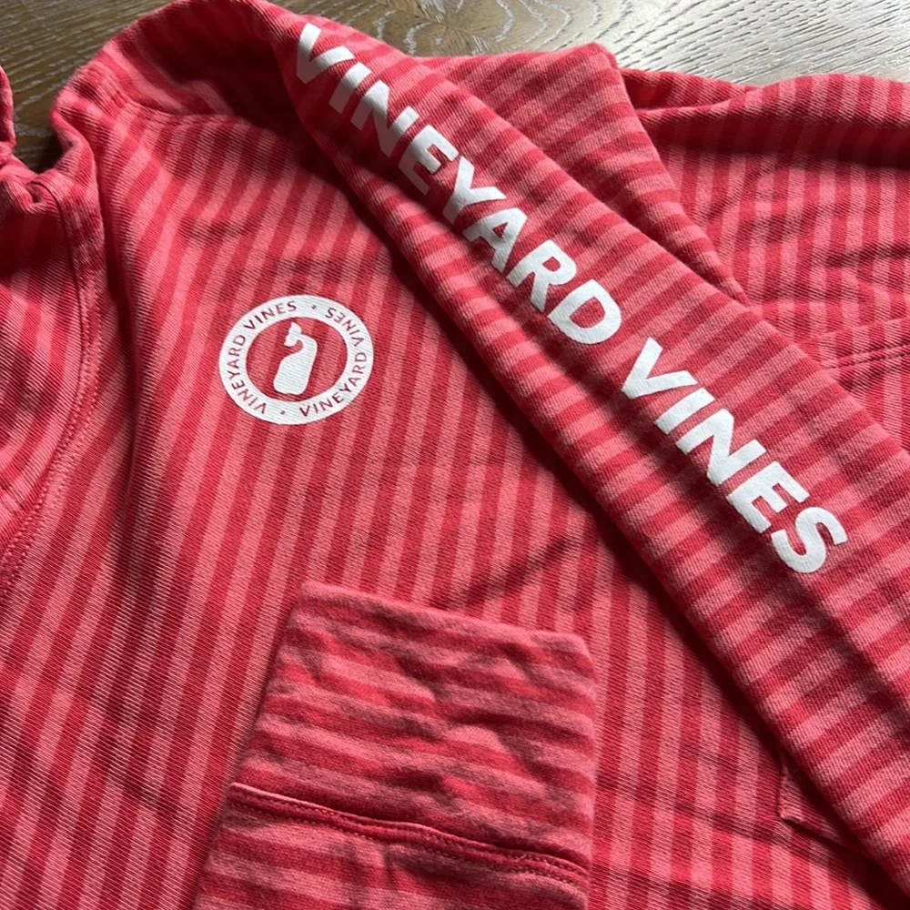 VINEYARD VINES Pink Stripe Hoodie Sweatshirt M (10-12)
